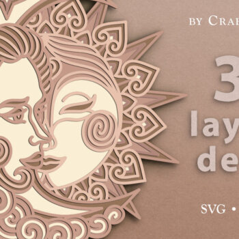 Intra απο ξύλο plywood 3mm-4mm πάχος αποκοπής 3D Layered Boho Sun & Moon Δίασταση 7x7 cm INTRAFABR-62388515 - Image 2