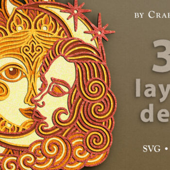 Intra απο ξύλο plywood 3mm-4mm πάχος αποκοπής 3D Layered Boho Sun & Moon Δίασταση 7x7 cm INTRAFABR-62388176 - Image 1