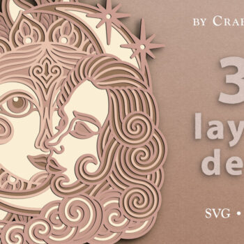 Intra απο ξύλο plywood 3mm-4mm πάχος αποκοπής 3D Layered Boho Sun & Moon Δίασταση 7x7 cm INTRAFABR-62388176 - Image 2