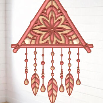 Intra απο ξύλο plywood 3mm-4mm πάχος Boho Triangle Dreamcatcher Δίασταση 8x8 cm INTRAFABR-121402545 - Image 1