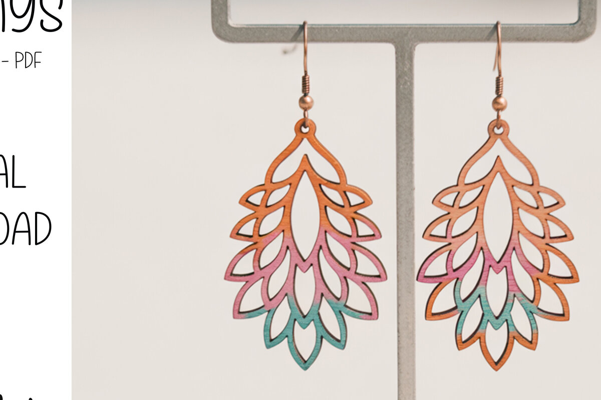 Intra απο ξύλο plywood 3mm-4mm πάχος Σκουλαρίκια Boho Tropical Drop Δίασταση 3x3 cm INTRAFABR-121919827