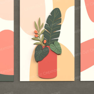 Intra απο ξύλο plywood 3mm-4mm πάχος Boho Vase & Leaves Wall Art Δίασταση 40x40 cm INTRAFABR-125219667