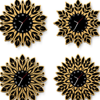 Intra απο ξύλο plywood 3mm-4mm πάχος Boho Ρολόι τοίχου Art Design Δίασταση 8x8 cm INTRAFABR-121066763 - Image 1