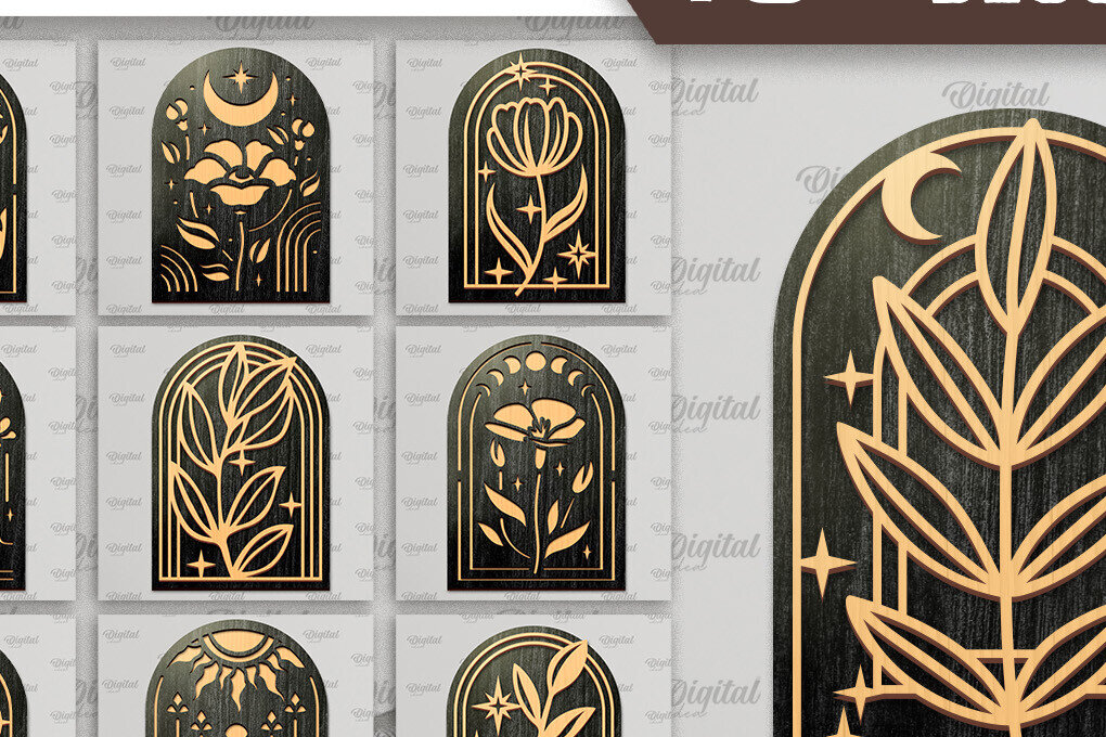 Intra απο ξύλο plywood 3mm-4mm πάχος κοπής με λέιζερ για διακόσμηση τοίχου Boho Δίασταση 30x20 cm INTRAFABR-103439588