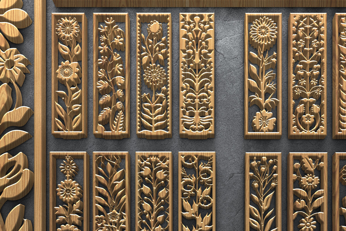 Intra απο ξύλο plywood 3mm-4mm πάχος πάνελ κοπής με λέιζερ Bold Bloom Δίασταση 3200x7200 cm INTRAFABR-124640934