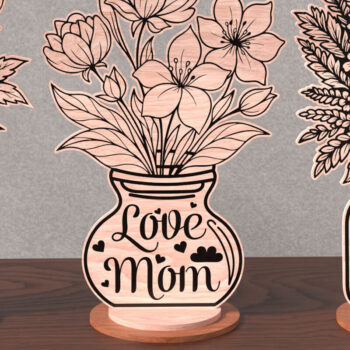 Intra απο ξύλο plywood 3mm-4mm πάχος Bold Mother’s Day Vase Set Δίασταση 14x14 cm INTRAFABR-120643347 - Image 2