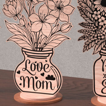 Intra απο ξύλο plywood 3mm-4mm πάχος Bold Mother’s Day Vase Set Δίασταση 14x14 cm INTRAFABR-120643347 - Image 3
