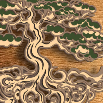 Intra απο ξύλο plywood 3mm-4mm πάχος Bonsai Tree 3D Mandala , Multilayer Δίασταση 30x30 cm INTRAFABR-79403083 - Image 1