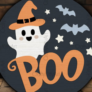 Intra απο ξύλο plywood 3mm-4mm πάχος Boo Ghost 3D Halloween Door Δίασταση 7x7 cm INTRAFABR-104868039