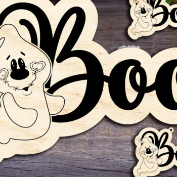 Intra απο ξύλο plywood 3mm-4mm πάχος Boo Ghost - Μοτίβο κοπής με λέιζερ Δίασταση 15x15 cm INTRAFABR-29826974 - Image 1