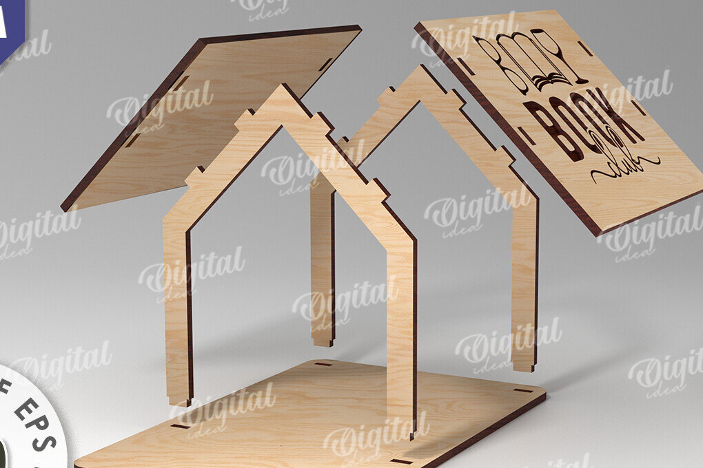 Intra απο ξύλο plywood 3mm-4mm πάχος Βιβλιοθήκη κοπής με λέιζερ. Βιβλιοθήκη Δίασταση 30x20 cm INTRAFABR-108439017 - Image 2