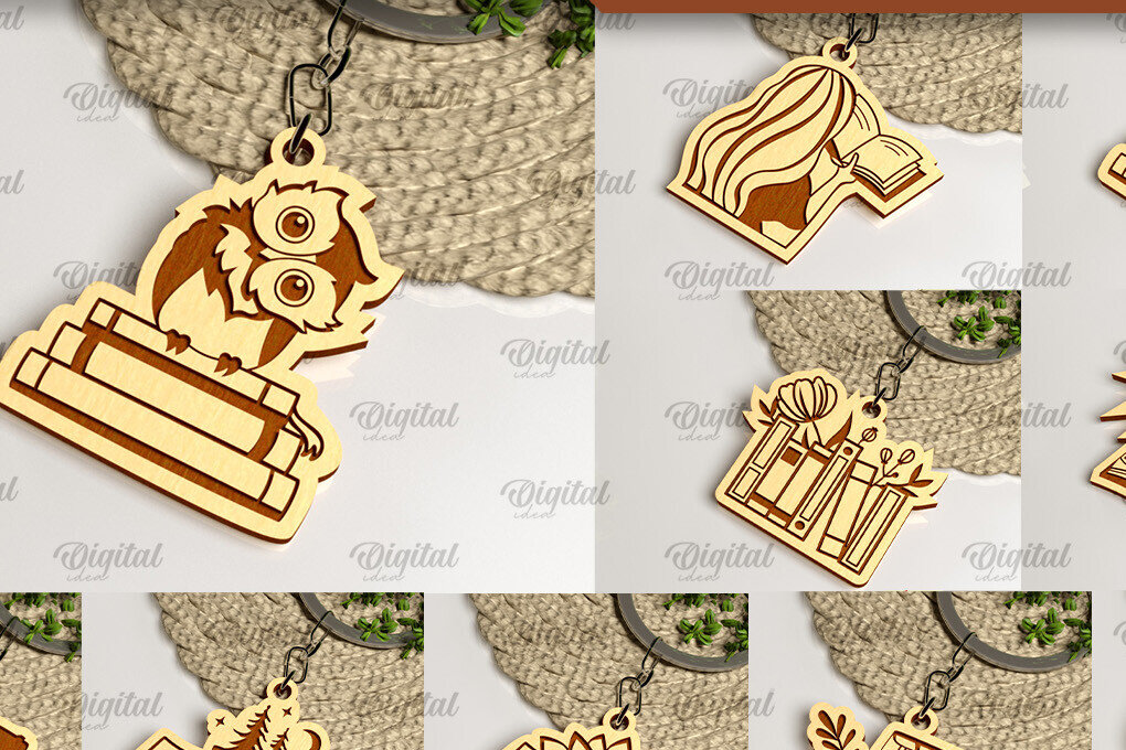 Intra απο ξύλο plywood 3mm-4mm πάχος Βιβλίο Μπρελόκ κοπής με λέιζερ Δίασταση 6x6 cm INTRAFABR-100112593