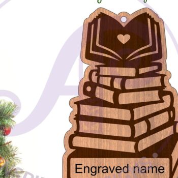 Intra απο ξύλο plywood 3mm-4mm πάχος Book Lovers Χριστουγεννιάτικο Στολίδι  Δίασταση 3x3 cm INTRAFABR-96343786 - Image 1
