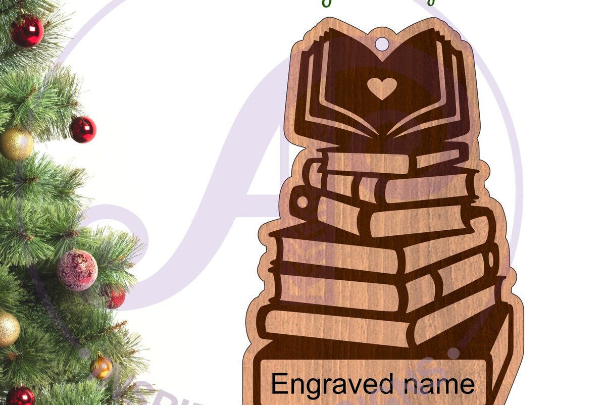 Intra απο ξύλο plywood 3mm-4mm πάχος Book Lovers Χριστουγεννιάτικο Στολίδι  Δίασταση 3x3 cm INTRAFABR-96343786