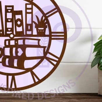 Intra απο ξύλο plywood 3mm-4mm πάχος κοπής με λέιζερ ρολόι τοίχου Book Lovers Δίασταση 8x8 cm INTRAFABR-124358434 - Image 1