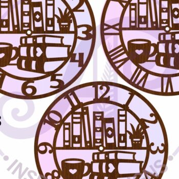 Intra απο ξύλο plywood 3mm-4mm πάχος κοπής με λέιζερ ρολόι τοίχου Book Lovers Δίασταση 8x8 cm INTRAFABR-124358434 - Image 5