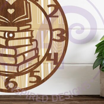 Intra απο ξύλο plywood 3mm-4mm πάχος κοπής με λέιζερ ρολόι τοίχου Book Lovers Δίασταση 8x8 cm INTRAFABR-94107518 - Image 3