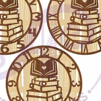 Intra απο ξύλο plywood 3mm-4mm πάχος κοπής με λέιζερ ρολόι τοίχου Book Lovers Δίασταση 8x8 cm INTRAFABR-94107518 - Image 4