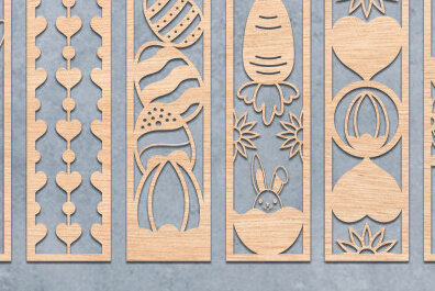 Intra απο ξύλο plywood 3mm-4mm πάχος Σελιδοδείκτης Πασχαλινό σχέδιο κοπής με λέιζερ Δίασταση 15x15 cm INTRAFABR-64235083