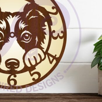 Intra απο ξύλο plywood 3mm-4mm πάχος Border Collie Dog Ρολόι τοίχου με λέιζερ Δίασταση 8x8 cm INTRAFABR-107998646 - Image 1