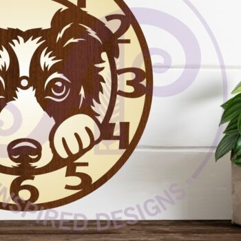 Intra απο ξύλο plywood 3mm-4mm πάχος Border Collie Dog Ρολόι τοίχου με λέιζερ Δίασταση 8x8 cm INTRAFABR-107998646 - Image 3