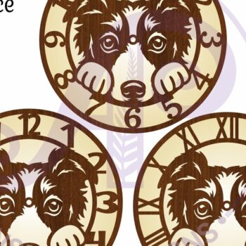 Intra απο ξύλο plywood 3mm-4mm πάχος Border Collie Dog Ρολόι τοίχου με λέιζερ Δίασταση 8x8 cm INTRAFABR-107998646 - Image 4