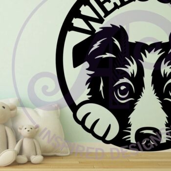 Intra απο ξύλο plywood 3mm-4mm πάχος Border Collie Welcome Wall Art Sign, Δίασταση 10x10 cm INTRAFABR-113671769 - Image 2