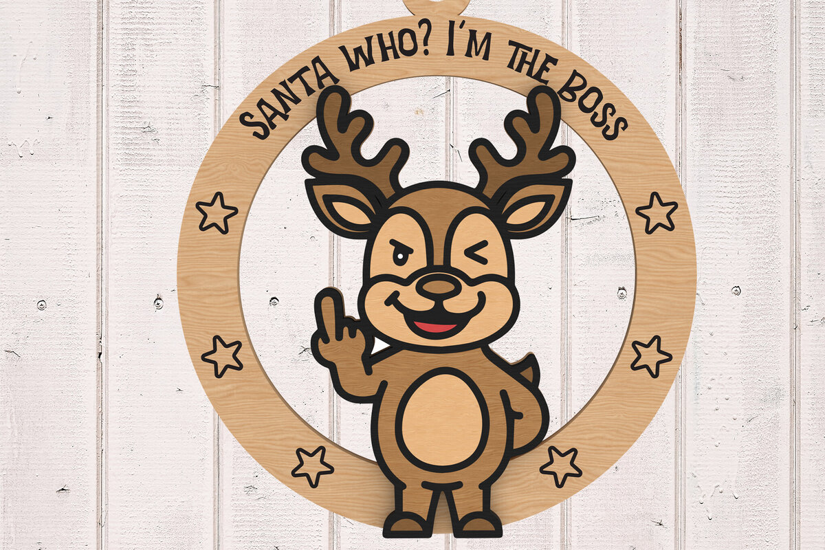 Intra απο ξύλο plywood 3mm-4mm πάχος Boss Reindeer Middle Finger Δίασταση 30x20 cm INTRAFABR-109665313