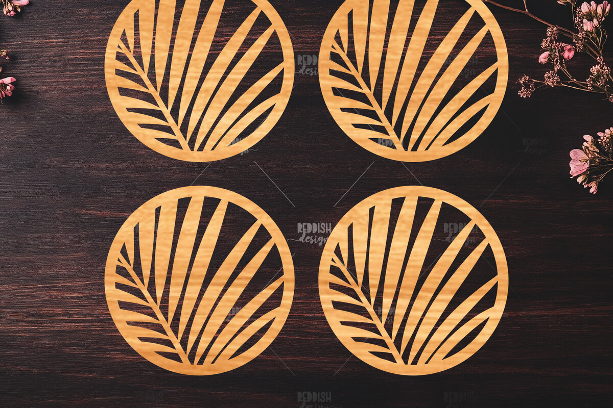 Intra απο ξύλο plywood 3mm-4mm πάχος Botanical Cup Coaster File Cut  SV Δίασταση 15x15 cm INTRAFABR-121341211
