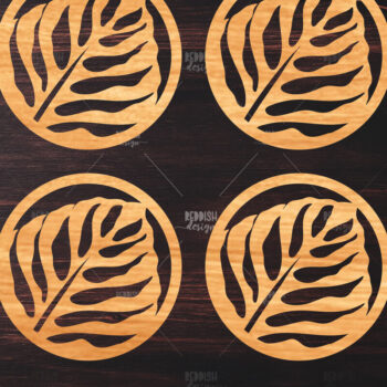 Intra απο ξύλο plywood 3mm-4mm πάχος Botanical Cup Coaster File Cut  SV Δίασταση 15x15 cm INTRAFABR-121341072 - Image 1