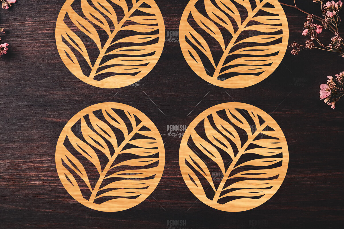 Intra απο ξύλο plywood 3mm-4mm πάχος Botanical Cup Coaster File Cut  Δίασταση 15x15 cm INTRAFABR-121341088