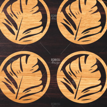 Intra απο ξύλο plywood 3mm-4mm πάχος Botanical Cup Coaster File Cut  Δίασταση 15x15 cm INTRAFABR-121341116 - Image 1