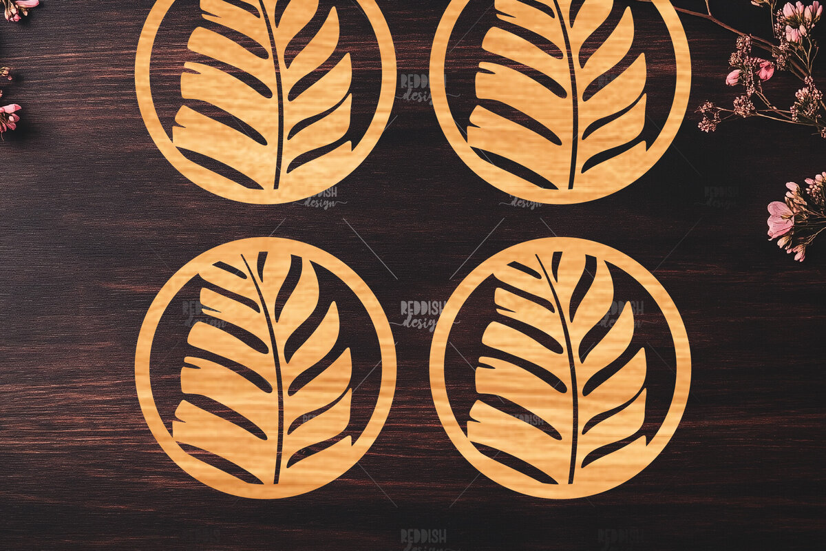 Intra απο ξύλο plywood 3mm-4mm πάχος Botanical Cup Coaster File Cut  Δίασταση 15x15 cm INTRAFABR-121341194