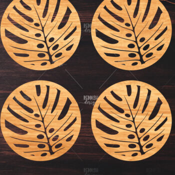 Intra απο ξύλο plywood 3mm-4mm πάχος Botanical Cup Coaster File Cut  Δίασταση 15x15 cm INTRAFABR-121341230 - Image 1