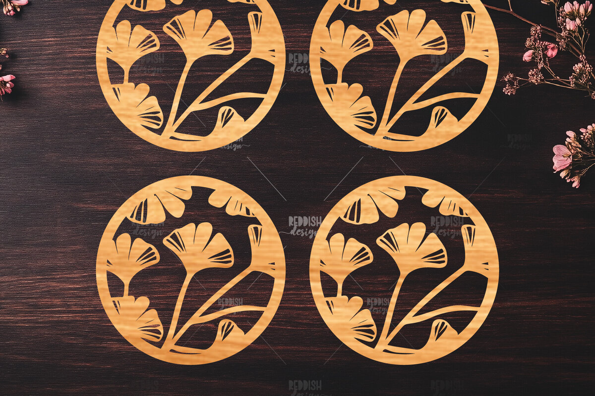 Intra απο ξύλο plywood 3mm-4mm πάχος Botanical Cup Coaster File Cut  Δίασταση 15x15 cm INTRAFABR-121341243