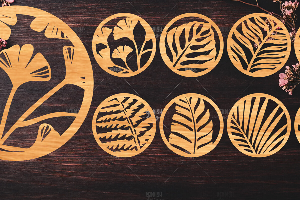 Intra απο ξύλο plywood 3mm-4mm πάχος Botanical Cup Coaster File Cut  Δίασταση 15x15 cm INTRAFABR-121341250