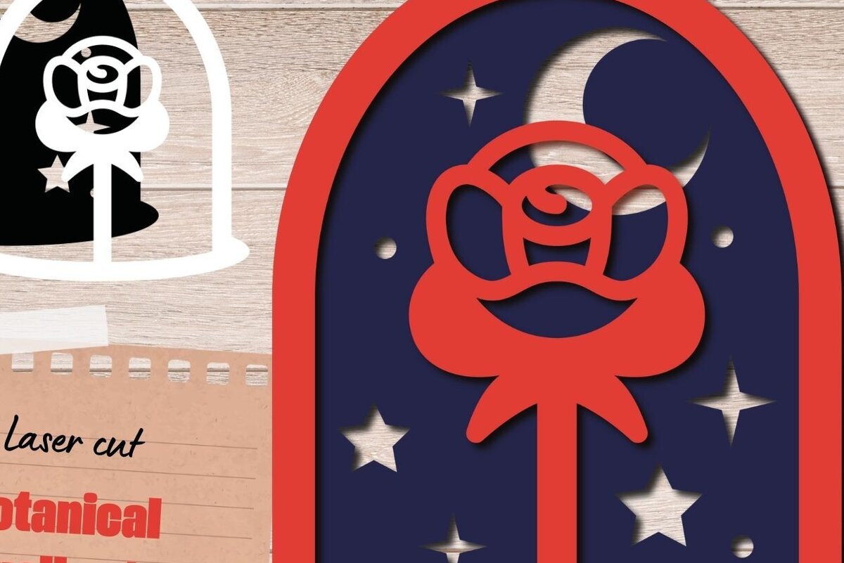 Intra απο ξύλο plywood 3mm-4mm πάχος Botanical Layered Wall Art, Rose Flower Δίασταση 40x40 cm INTRAFABR-89804675