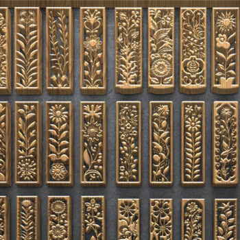 Intra απο ξύλο plywood 3mm-4mm πάχος κοπής με βοτανική λωρίδα με λέιζερ Δίασταση 37x37 cm INTRAFABR-124783542 - Image 1