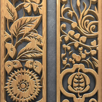 Intra απο ξύλο plywood 3mm-4mm πάχος κοπής με βοτανική λωρίδα με λέιζερ Δίασταση 37x37 cm INTRAFABR-124783542 - Image 2