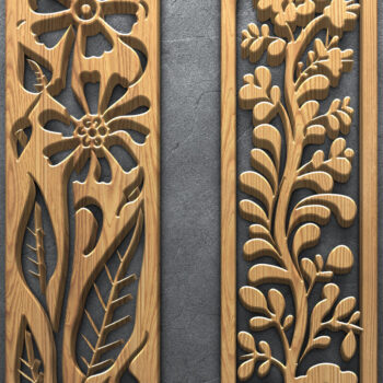 Intra απο ξύλο plywood 3mm-4mm πάχος κοπής με βοτανική λωρίδα με λέιζερ Δίασταση 37x37 cm INTRAFABR-124783542 - Image 3