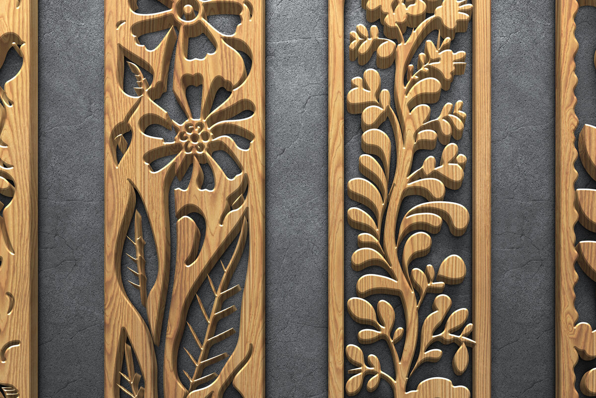 Intra απο ξύλο plywood 3mm-4mm πάχος κοπής με βοτανική λωρίδα με λέιζερ Δίασταση 37x37 cm INTRAFABR-124783542 - Image 3