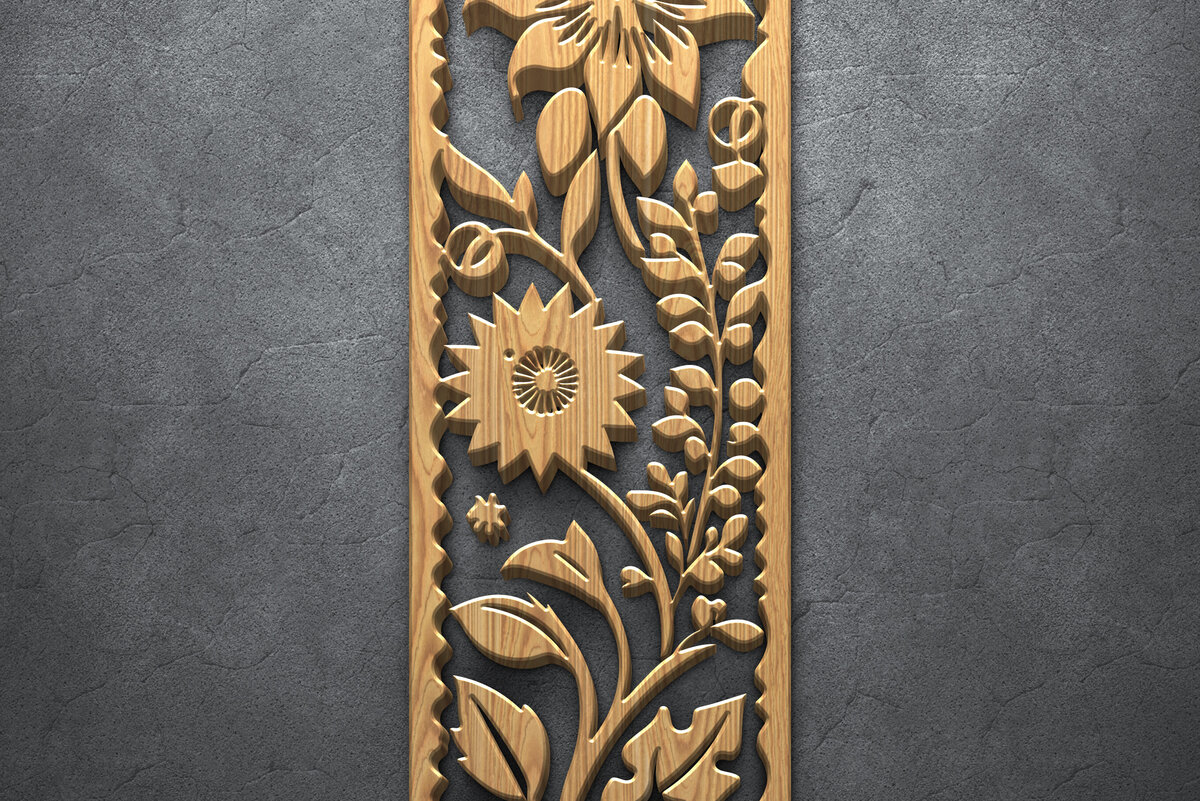 Intra απο ξύλο plywood 3mm-4mm πάχος κοπής με βοτανική λωρίδα με λέιζερ Δίασταση 37x37 cm INTRAFABR-124783542 - Image 4
