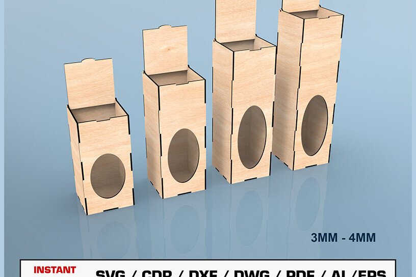 Intra απο ξύλο plywood 3mm-4mm πάχος κοπής με λέιζερ Bottle Box Δίασταση 15x15 cm INTRAFABR-93394197