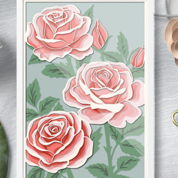 Intra απο ξύλο plywood 3mm-4mm πάχος Μπουκέτο λουλούδια / Χαρτί τριαντάφυλλων Δίασταση 15x15 cm INTRAFABR-85928769 - Image 2