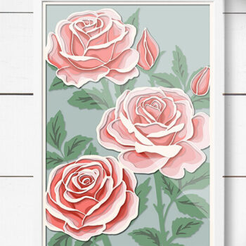 Intra απο ξύλο plywood 3mm-4mm πάχος Μπουκέτο λουλούδια / Χαρτί τριαντάφυλλων Δίασταση 15x15 cm INTRAFABR-85928769 - Image 4