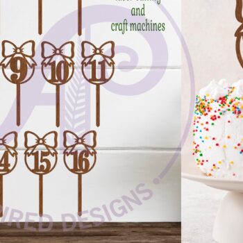 Intra απο ξύλο plywood 3mm-4mm πάχος Φιόγκοι Νούμερο Cake , 16 σχέδια Δίασταση 30x20 cm INTRAFABR-120453598 - Image 1