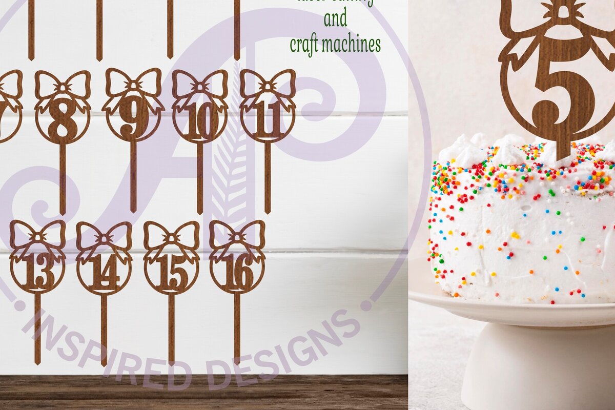 Intra απο ξύλο plywood 3mm-4mm πάχος Φιόγκοι Νούμερο Cake , 16 σχέδια Δίασταση 30x20 cm INTRAFABR-120453598 - Image 1
