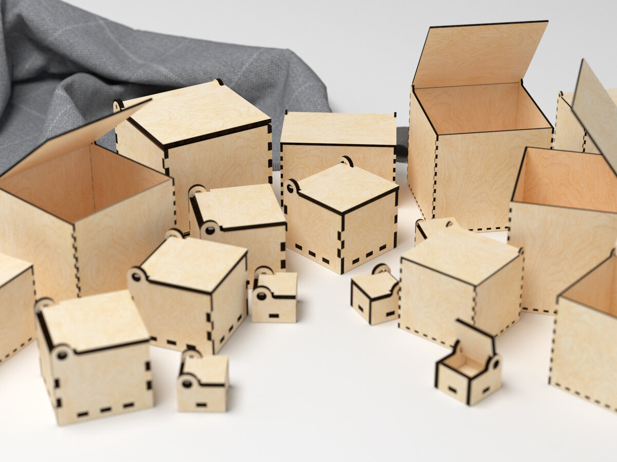 Intra απο ξύλο plywood 3mm-4mm πάχος Box - - Glowforge Δίασταση 15x15 cm INTRAFABR-24999901 - Image 1
