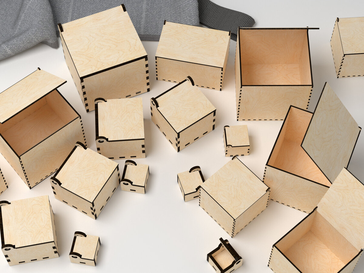 Intra απο ξύλο plywood 3mm-4mm πάχος Box - - Glowforge Δίασταση 15x15 cm INTRAFABR-24999901 - Image 2