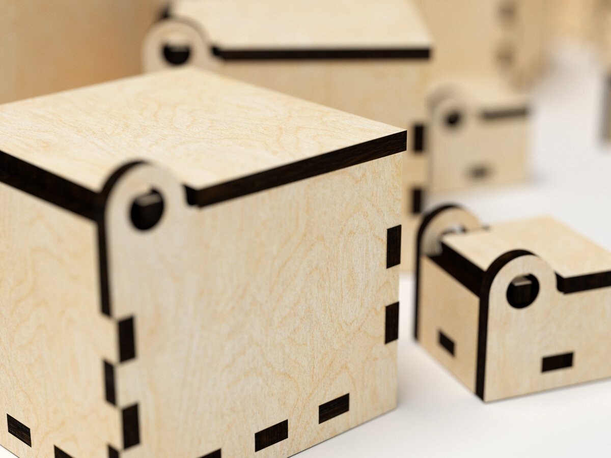 Intra απο ξύλο plywood 3mm-4mm πάχος Box - κοπής με λέιζερ Δίασταση 15x15 cm INTRAFABR-24953103